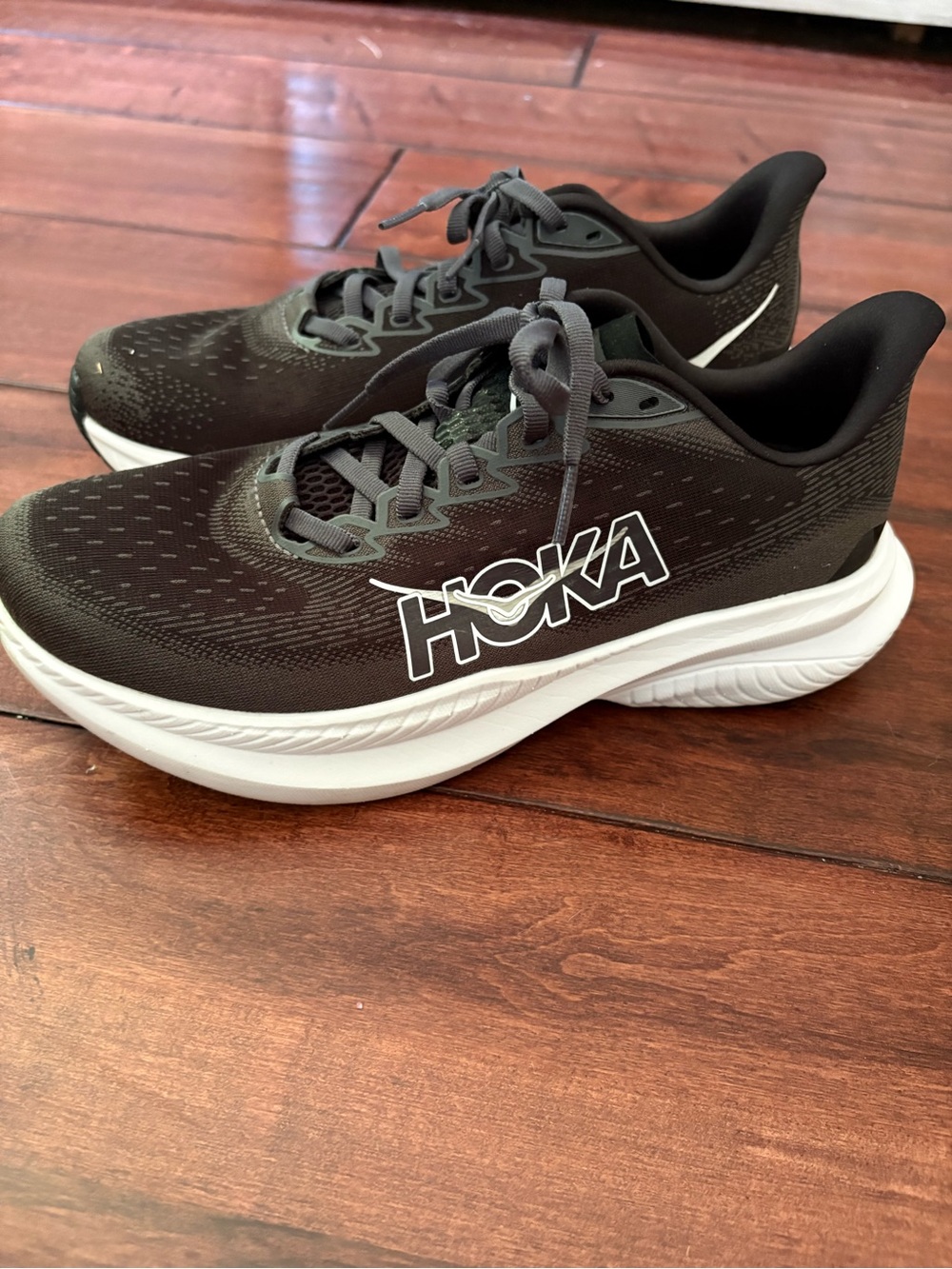 Hoka Black and White Cushioned Running Shoes
